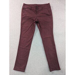 American Eagle Jeans Womens SZ 2 Wine Skinny Stretch Straight Leg Slash Pockets